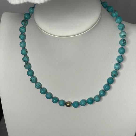 necklace turquoise colored dyed stone simple beads beaded boho trendy - Picture 3 of 8